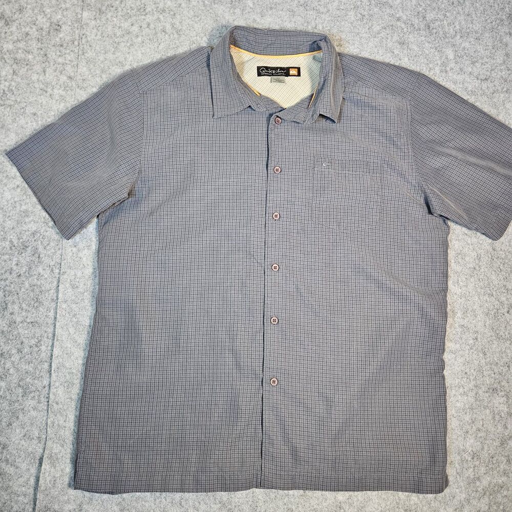 Quiksilver‎ Mens Waterman Grey Tattersall Plaid Shirt Outdoors Casual Size Large